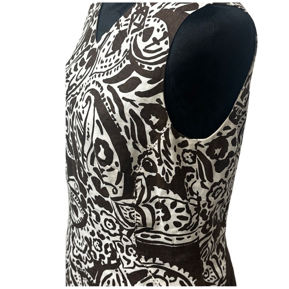 Talbots Midi Dress Women's Size 8 Paisley Sleeveless V Neck Brown White - Picture 5 of 10